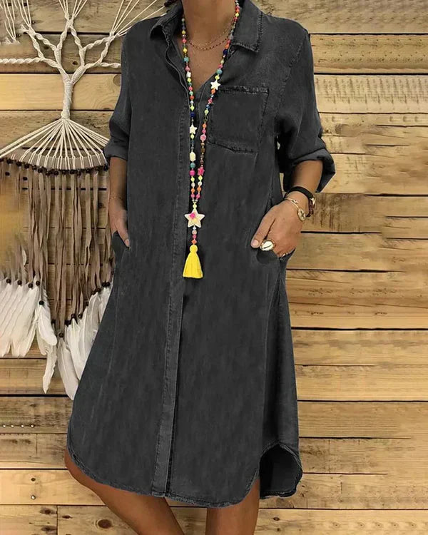 Gitte | Stilfuld Denim Skjorte Kjole