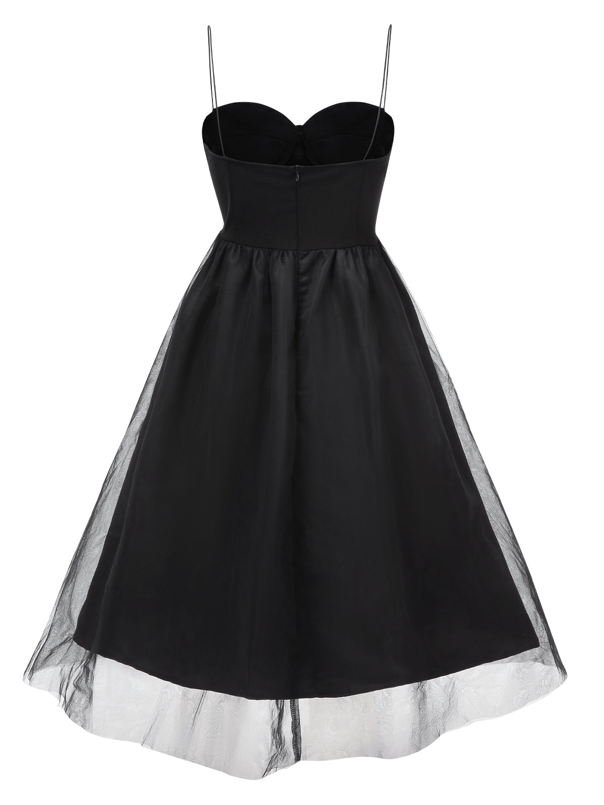 Sukienka z siateczki na ramiączkach spaghetti z lat 50. w kształcie wiązanego dekoltu