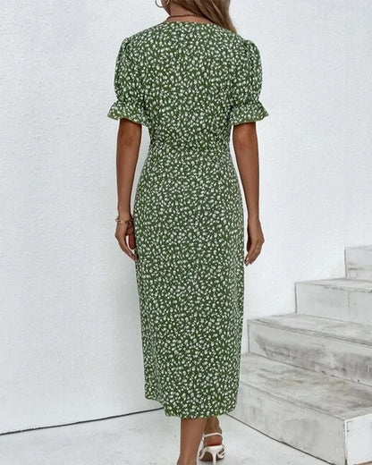 Rosa | Stilfuld Blomsterprintet V-hals Wrap Kjole