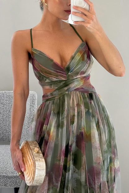 Gizela | Sukienka maxi z kwiatowym nadrukiem