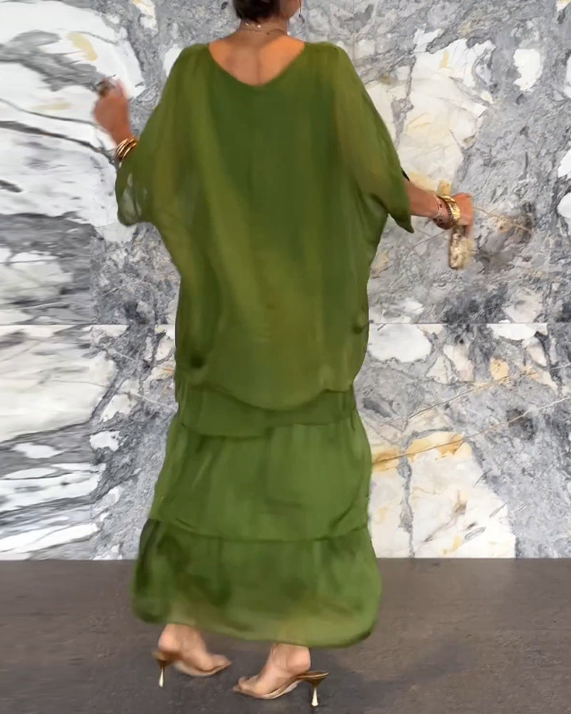 Morgan™ | Zielona, warstwowa sukienka maxi