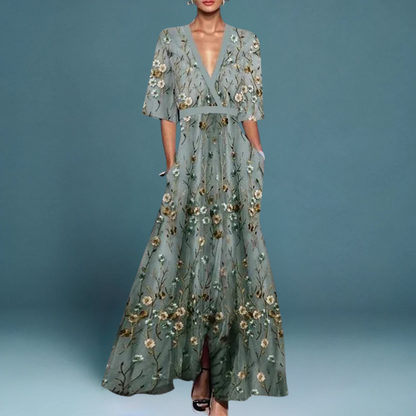 Sofia | Elegant Blomster Maxi Kjole