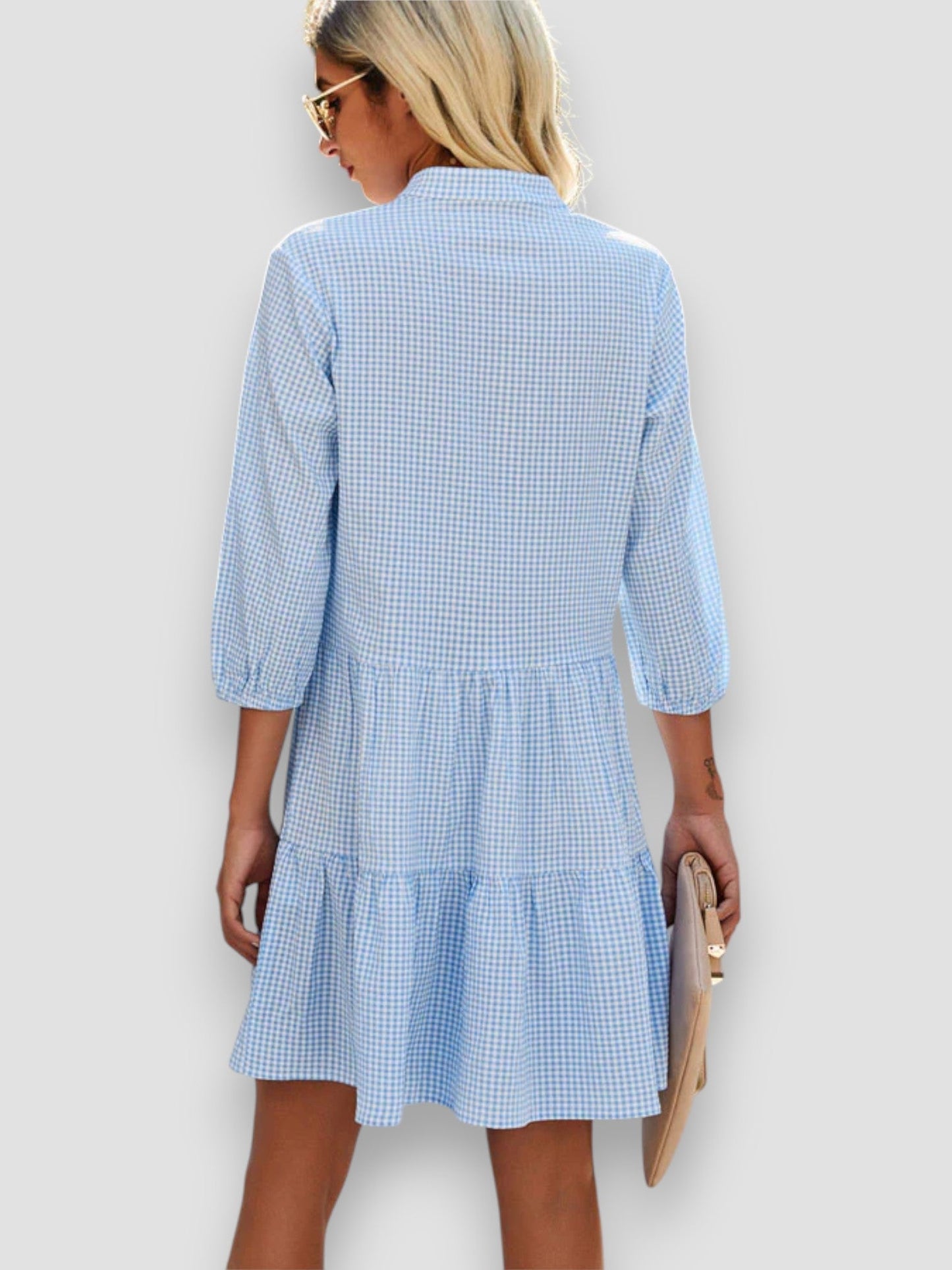 Biały | Sukienka w kratkę