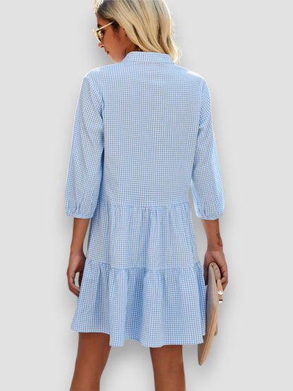 Biały | Sukienka w kratkę