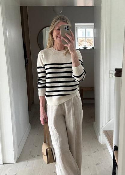 Pieszak PD-Manilla Stripe Knit Biała Perła / Granatowa