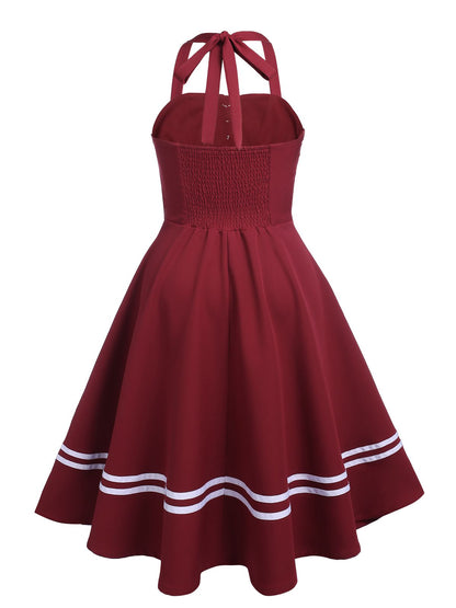 Jednoczęściowy, patchworkowy kostium kąpielowy z lat 50. z kwiatowym wzorem i dekoltem typu halter