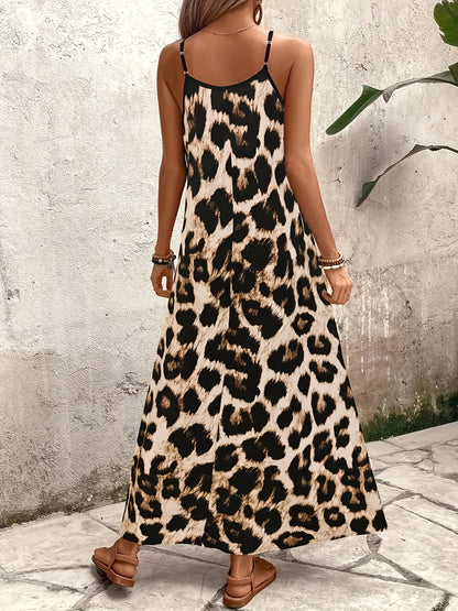 Maya – Luźna letnia sukienka z nadrukiem w panterkę