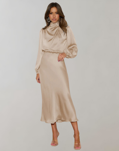 Marie | Stilfuld Satin Maxi Kjole