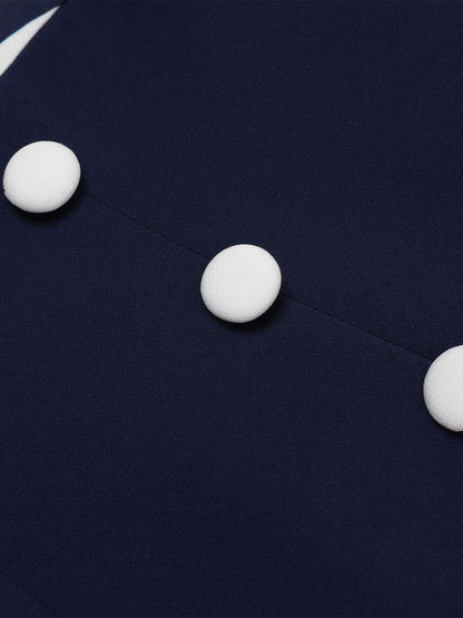 Różowo-czarny, patchworkowy kostium kąpielowy z wycięciem w serek z lat 40.