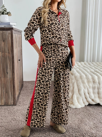 Livia – Elegancki i wygodny, luźny komplet z nadrukiem w panterkę