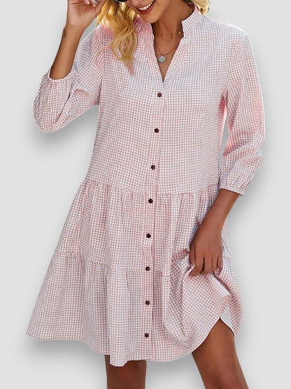 Biały | Sukienka w kratkę