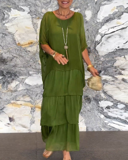 Morgan™ | Zielona, warstwowa sukienka maxi