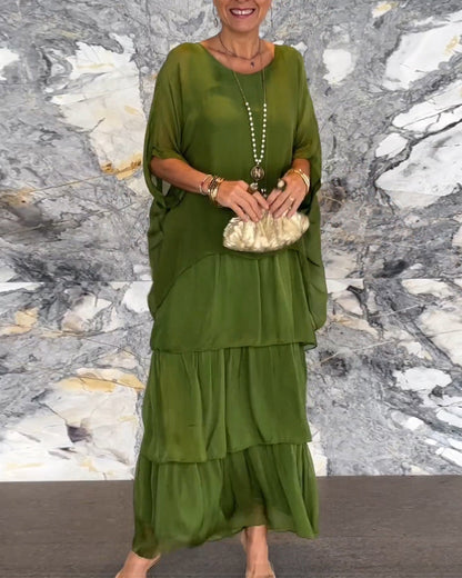 Morgan™ | Zielona, warstwowa sukienka maxi