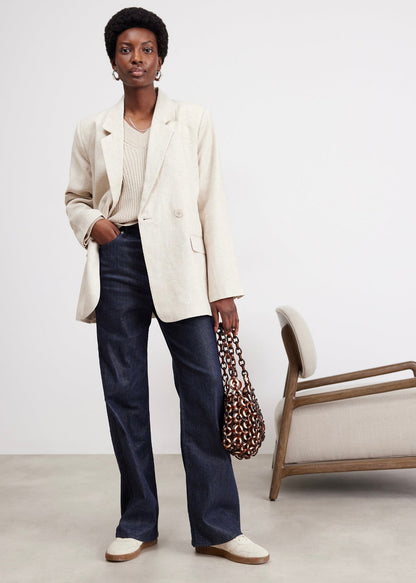 Zamów w przedsprzedaży (17 lipca) lniana marynarka Gestuz LizaGZ Tammy jasny piasek