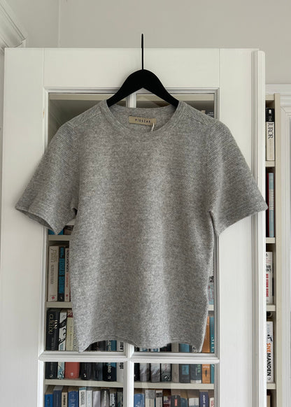 Pieszak PD-Billie Rękaw 2/4 Dzianina z dekoltem w kształcie litery O w kolorze jasnoszarym melanżu