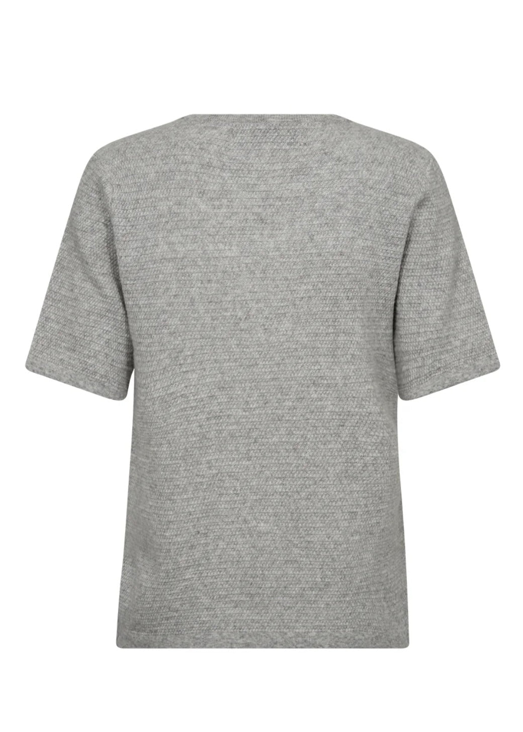 Pieszak PD-Billie Sweter dzianinowy z rękawem 2/4 i rozcięciem przy dekolcie w kolorze jasnoszarym melanżu