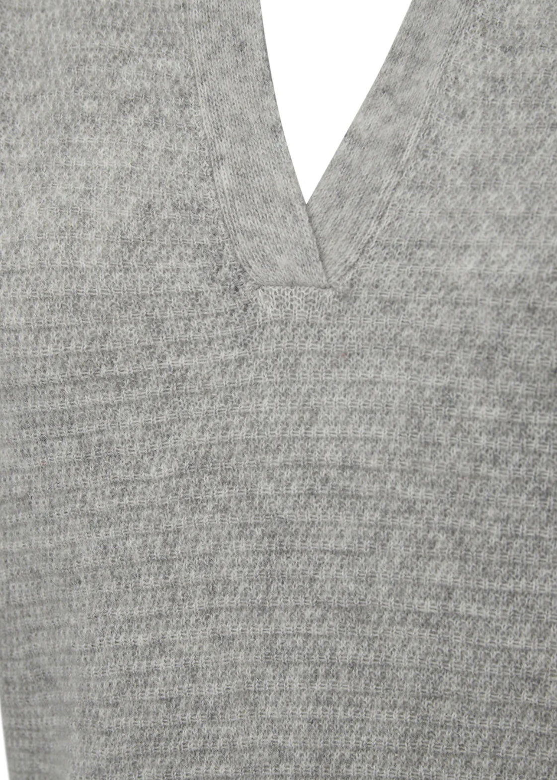 Pieszak PD-Billie Sweter dzianinowy z rękawem 2/4 i rozcięciem przy dekolcie w kolorze jasnoszarym melanżu