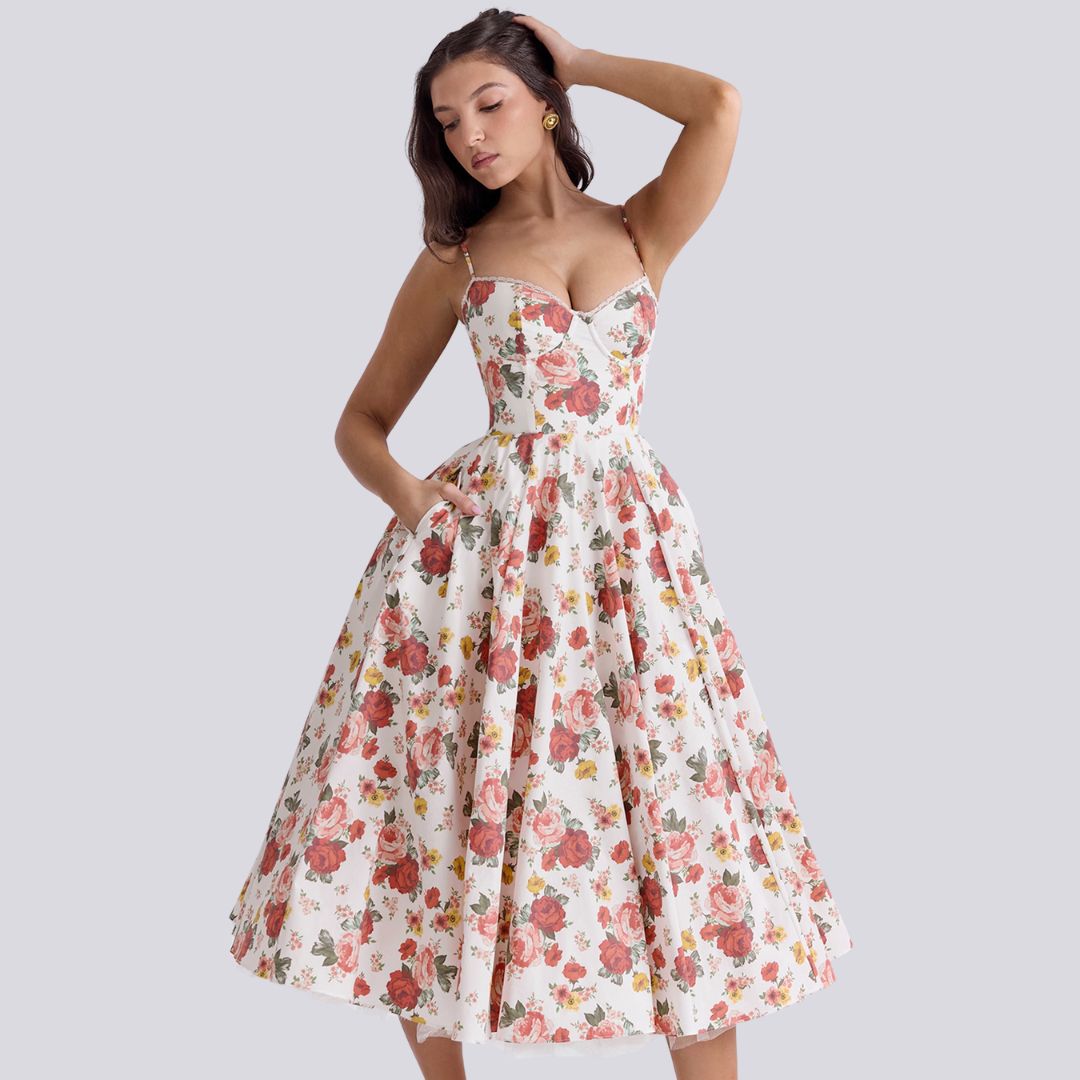 Kira | Elegancka sukienka maxi w kształcie litery A z dekoltem w kształcie litery V