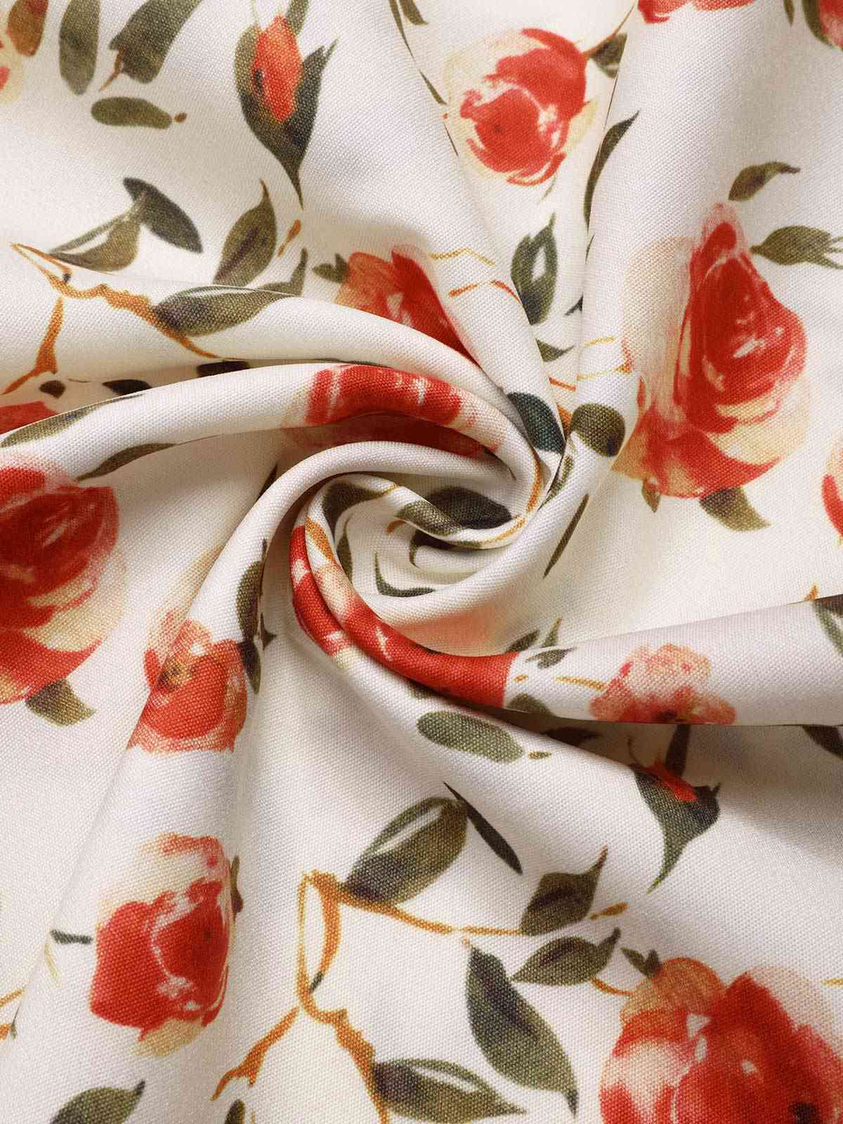 Sukienka z paskiem w kolorze beżowo-czerwonej róży z lat 50.