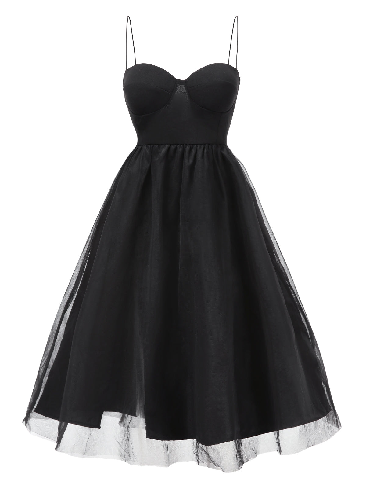 Sukienka z siateczki na ramiączkach spaghetti z lat 50. w kształcie wiązanego dekoltu