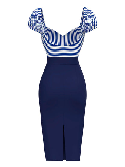 Komplet bikini w paski w stylu retro z blokami kolorów