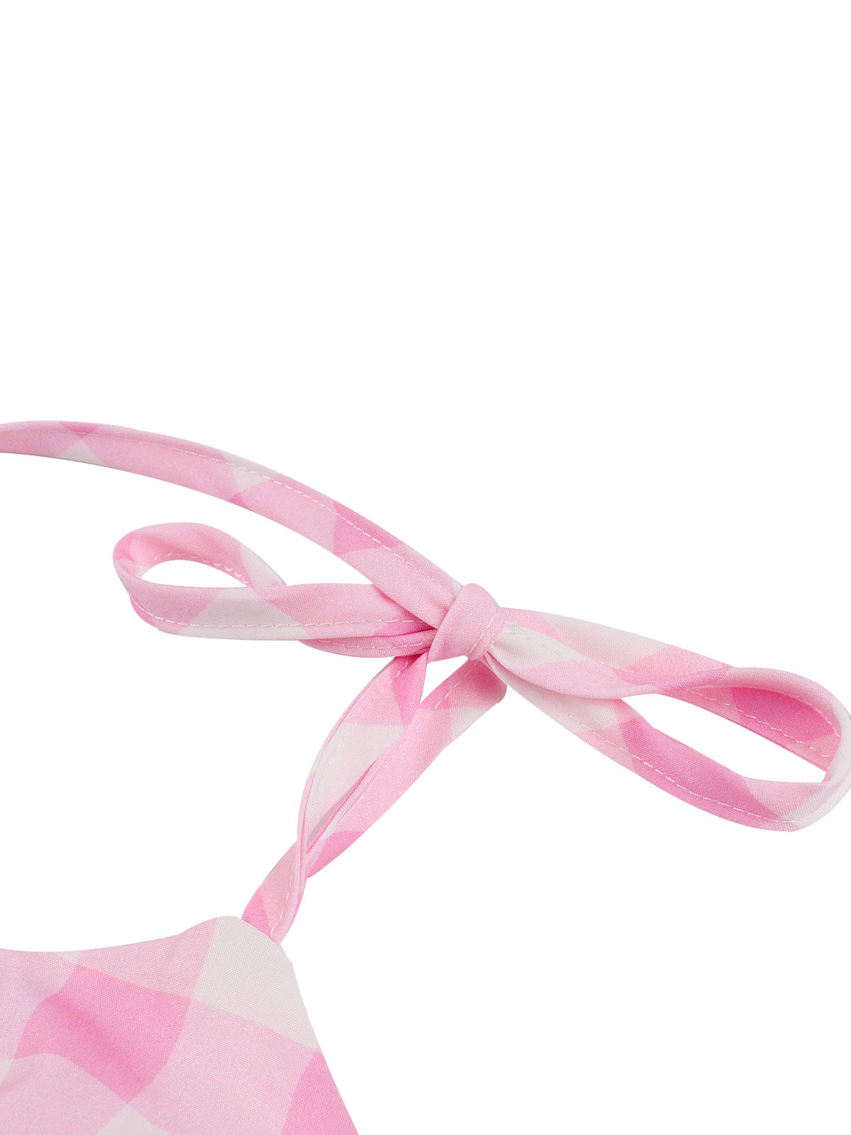 Pomarańczowy, kwiatowy kostium kąpielowy z lat 50. ze skrzyżowanymi ramiączkami i muszką