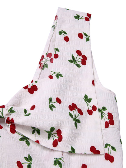 Beżowy kombinezon w groszki z lat 30. XX wieku z dekoltem w serduszko