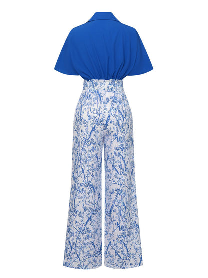 Kombinezon z motylami i patchworkowym dekoltem w serek z lat 50.