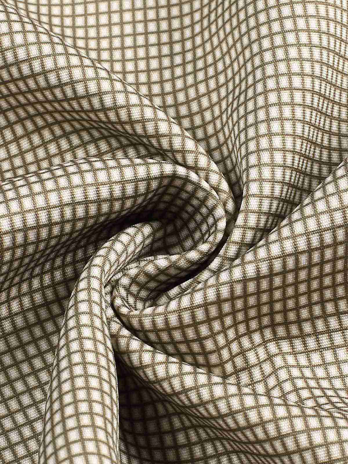 Brązowa sukienka w kratę z lat 40. z kołnierzykiem z muszką