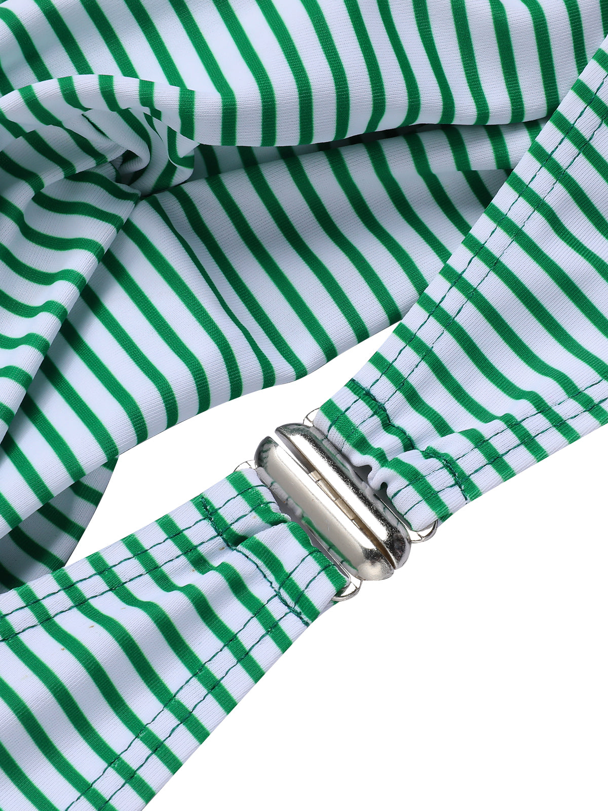 Komplet kostiumu kąpielowego z halterneckiem w paski z lat 40.