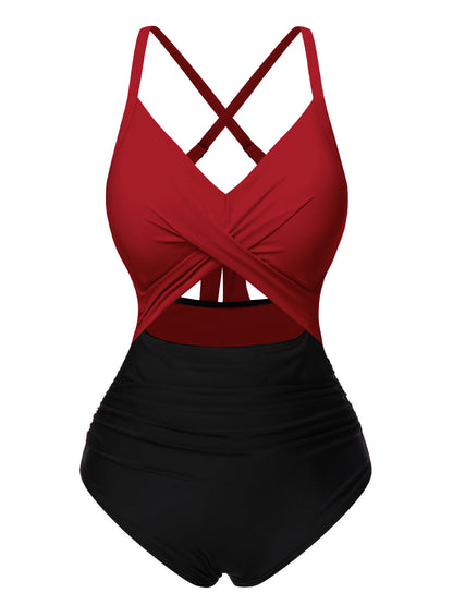 Różowa, kratkowa sukienka z ramiączkami spaghetti z lat 50. o linii A