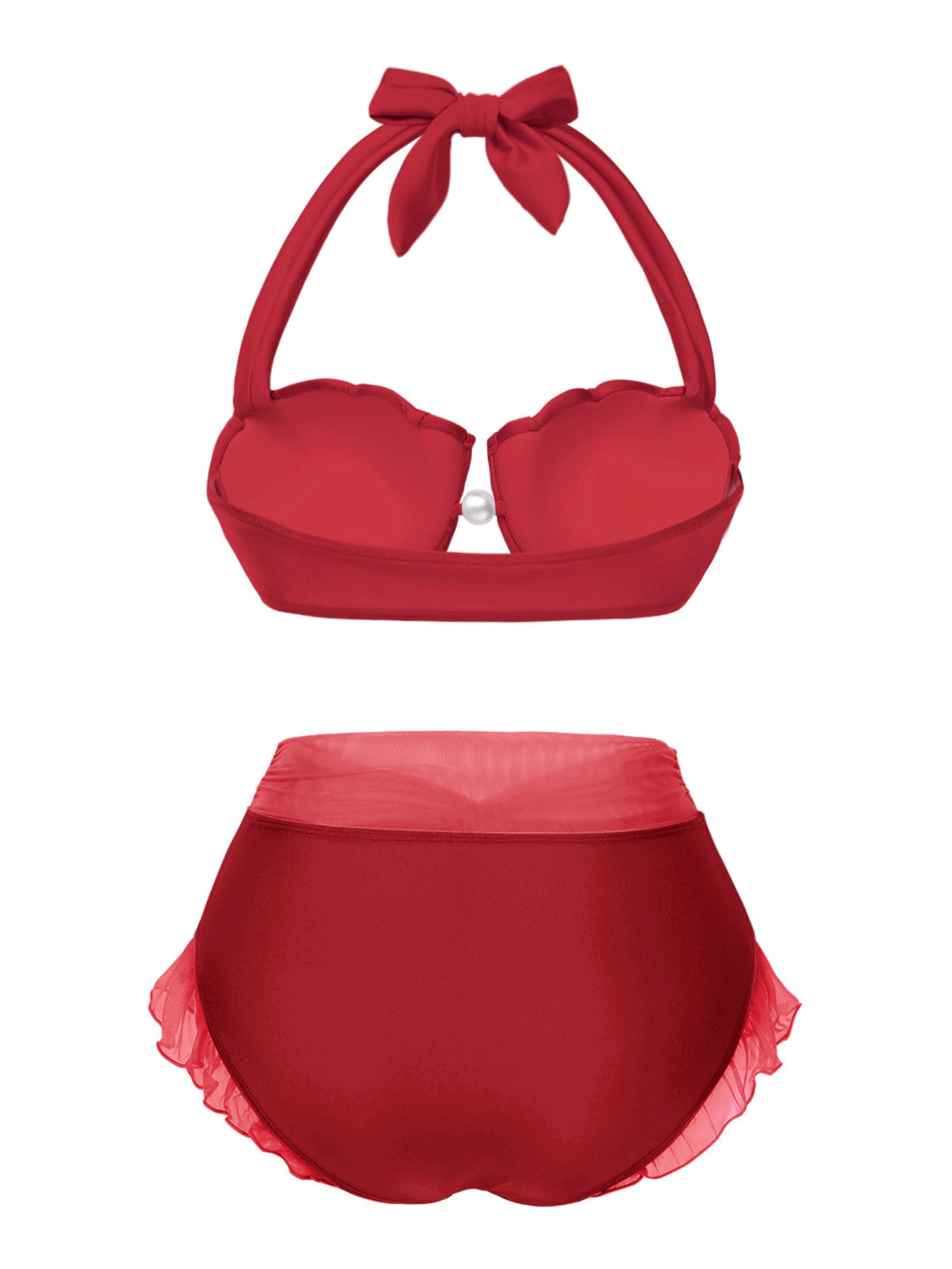 Lawendowy komplet bikini z muszlą syrenką z lat 70., halter