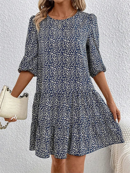 Inès | Dopasowana i rozkloszowana sukienka w kwiaty