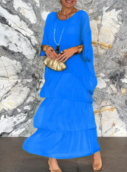 Karolina | Luźna sukienka maxi z okrągłym dekoltem