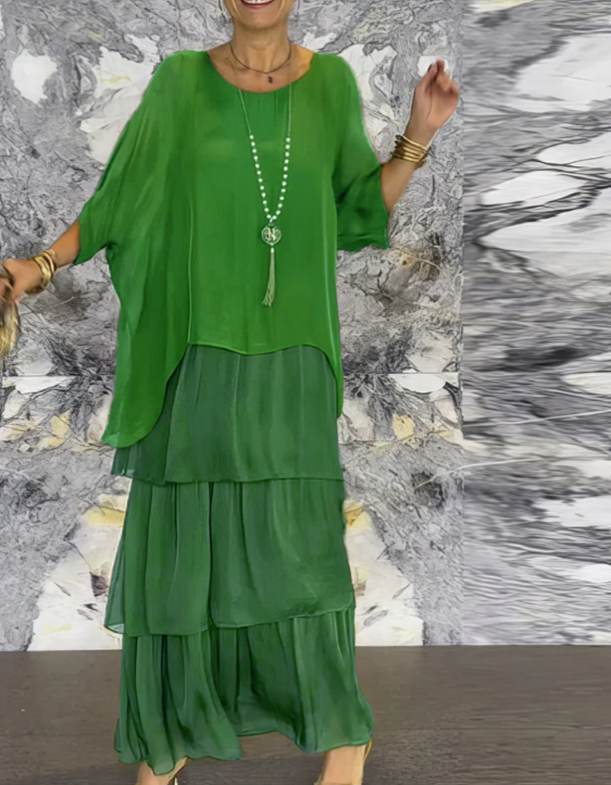 Karolina | Luźna sukienka maxi z okrągłym dekoltem