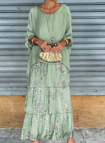 Karolina | Luźna sukienka maxi z okrągłym dekoltem