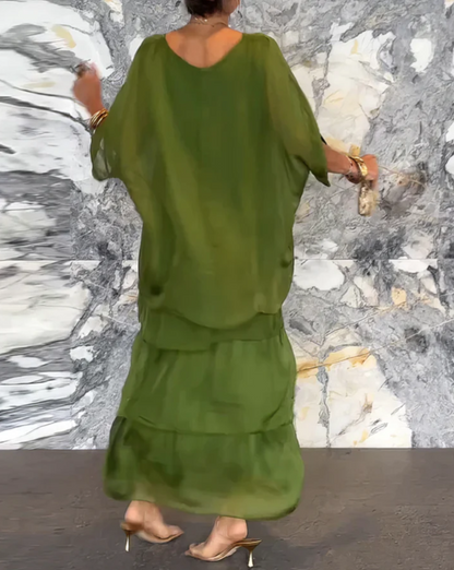 Karolina | Luźna sukienka maxi z okrągłym dekoltem