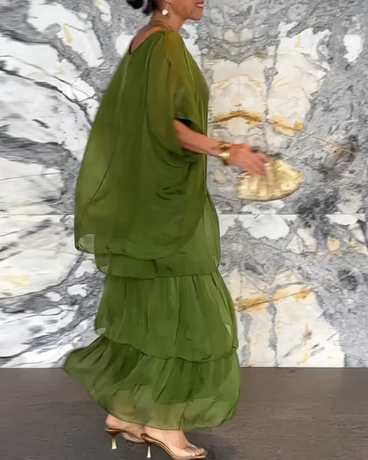 Karolina | Luźna sukienka maxi z okrągłym dekoltem