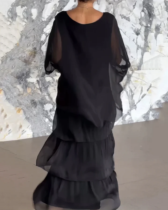 Karolina | Luźna sukienka maxi z okrągłym dekoltem