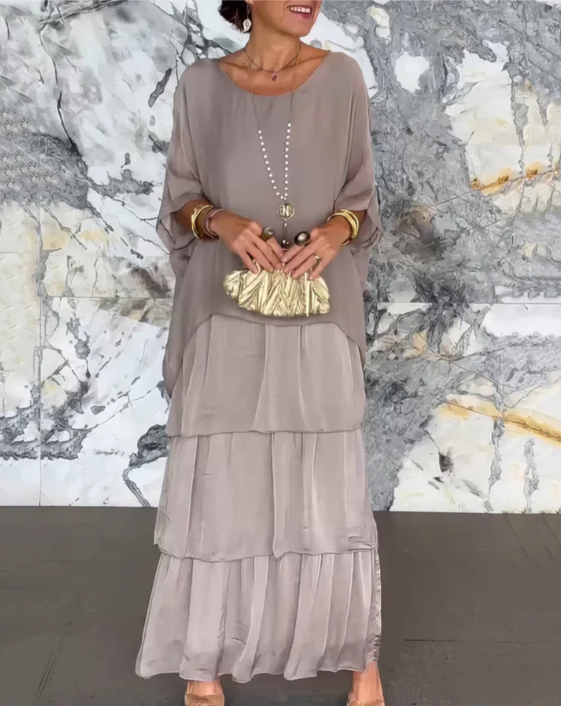 Karolina | Luźna sukienka maxi z okrągłym dekoltem