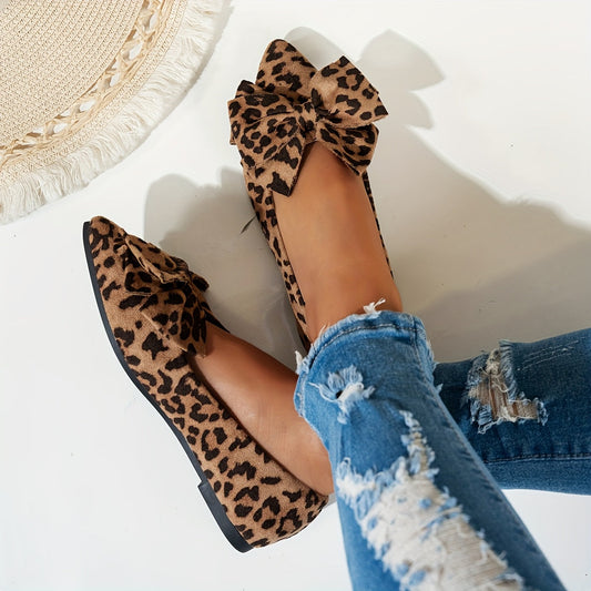 Lina – Baleriny z nadrukiem w panterkę i kokardą