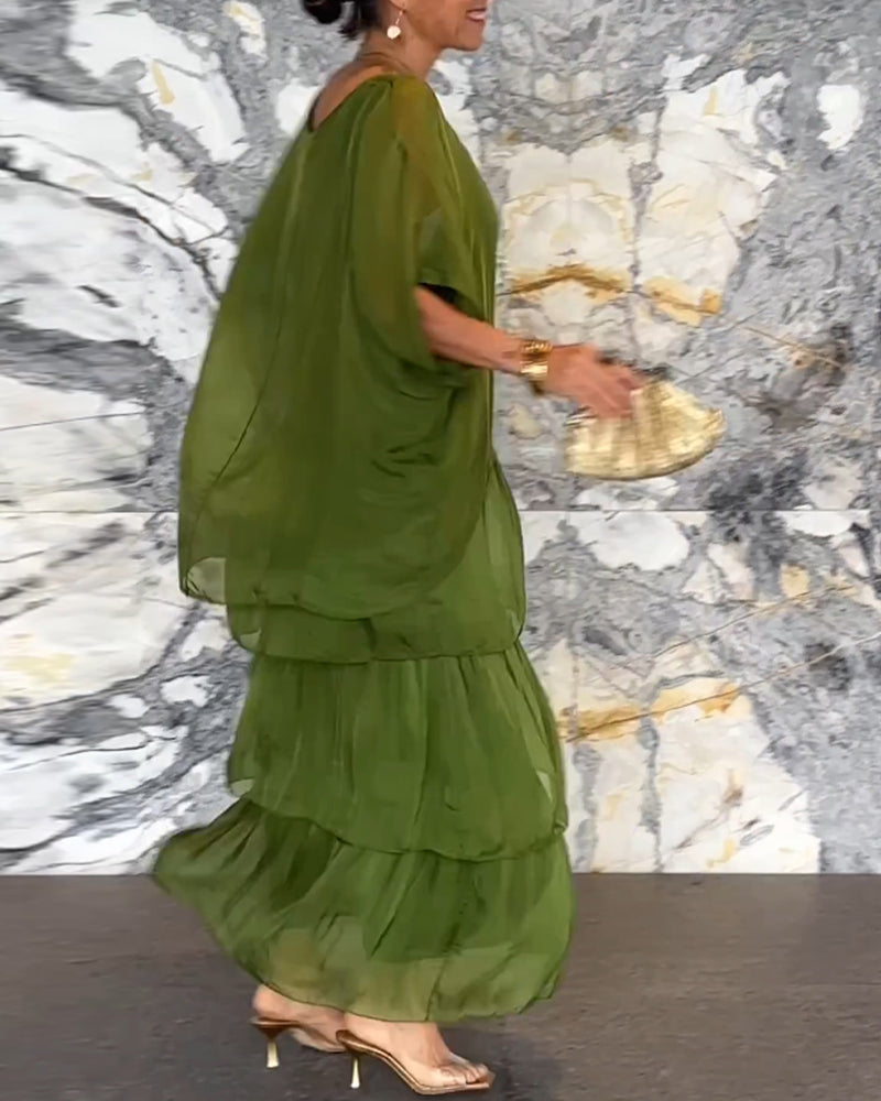 Morgan™ | Zielona, warstwowa sukienka maxi