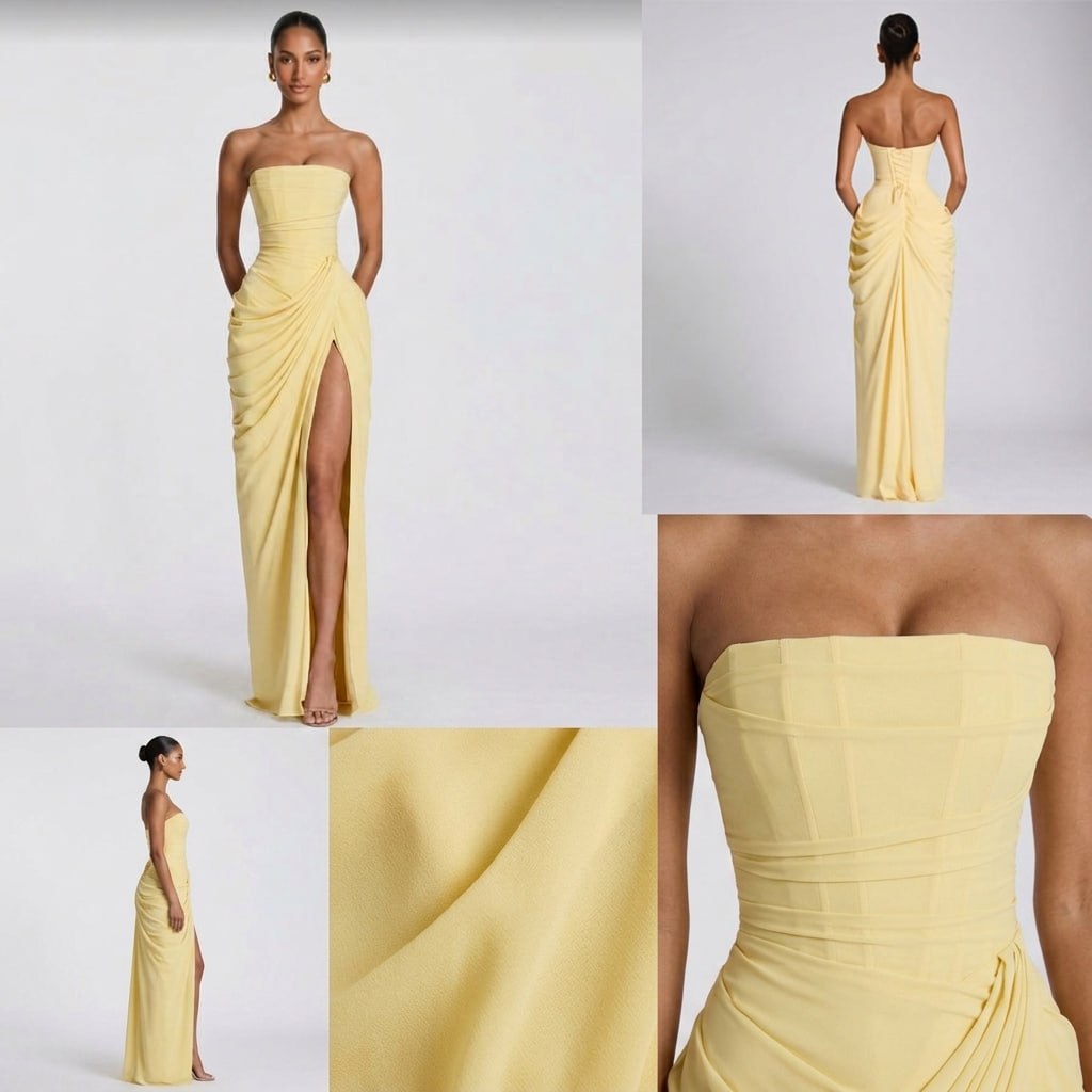 Alicja | Elegancka sukienka maxi bez ramiączek z rozcięciem