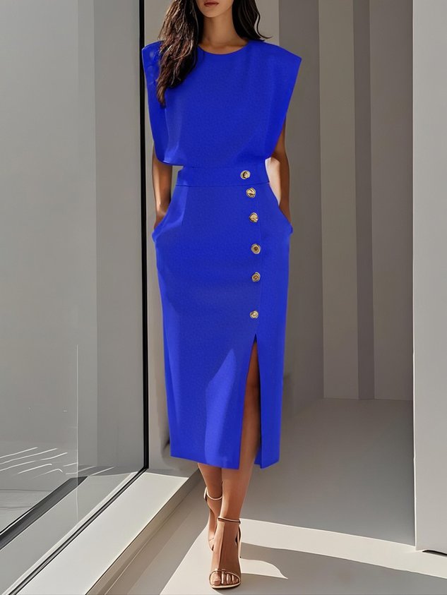 Antonina | Elegancka sukienka midi z rozcięciem