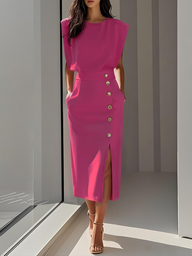 Antonina | Elegancka sukienka midi z rozcięciem