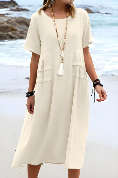 TAYLOR - Wygodna sukienka z bufiastym dekoltem