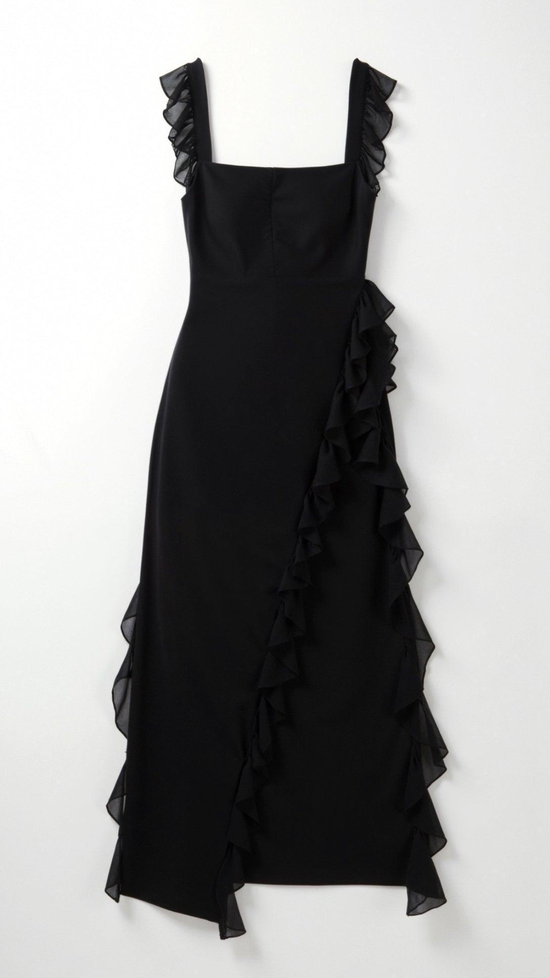 Daria | Elegancka sukienka maxi z falbankami i rozcięciem