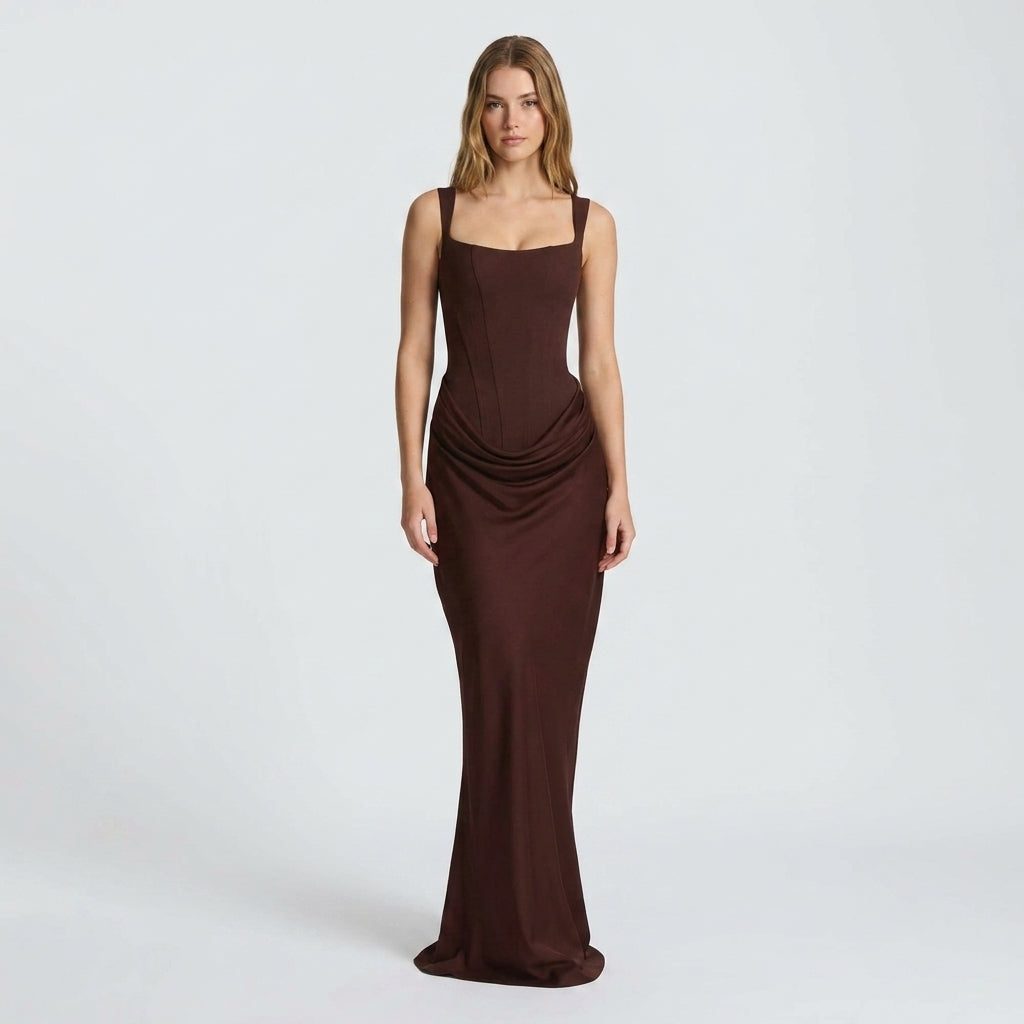 Helena | Elegancka sukienka maxi z kwadratowym dekoltem