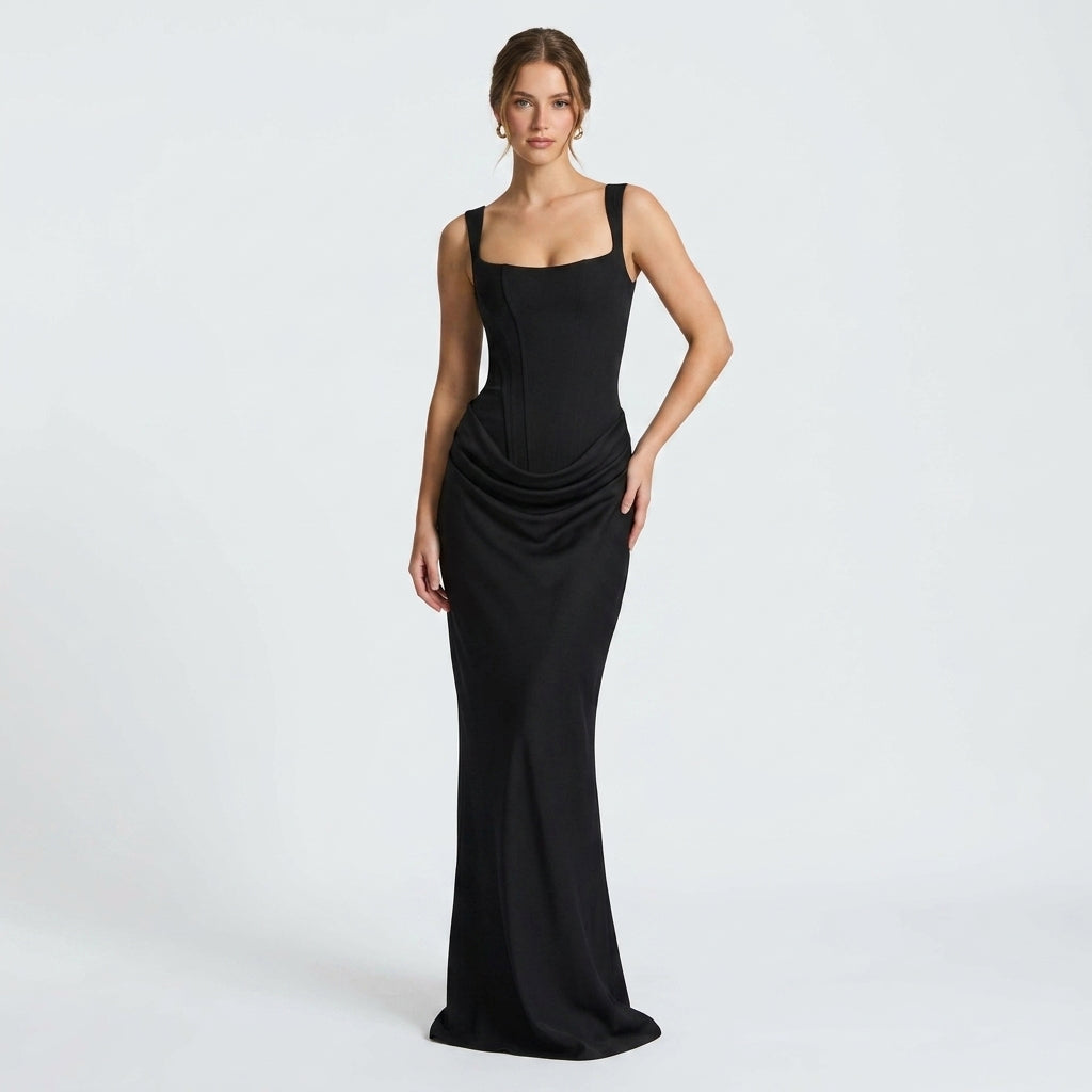Helena | Elegancka sukienka maxi z kwadratowym dekoltem