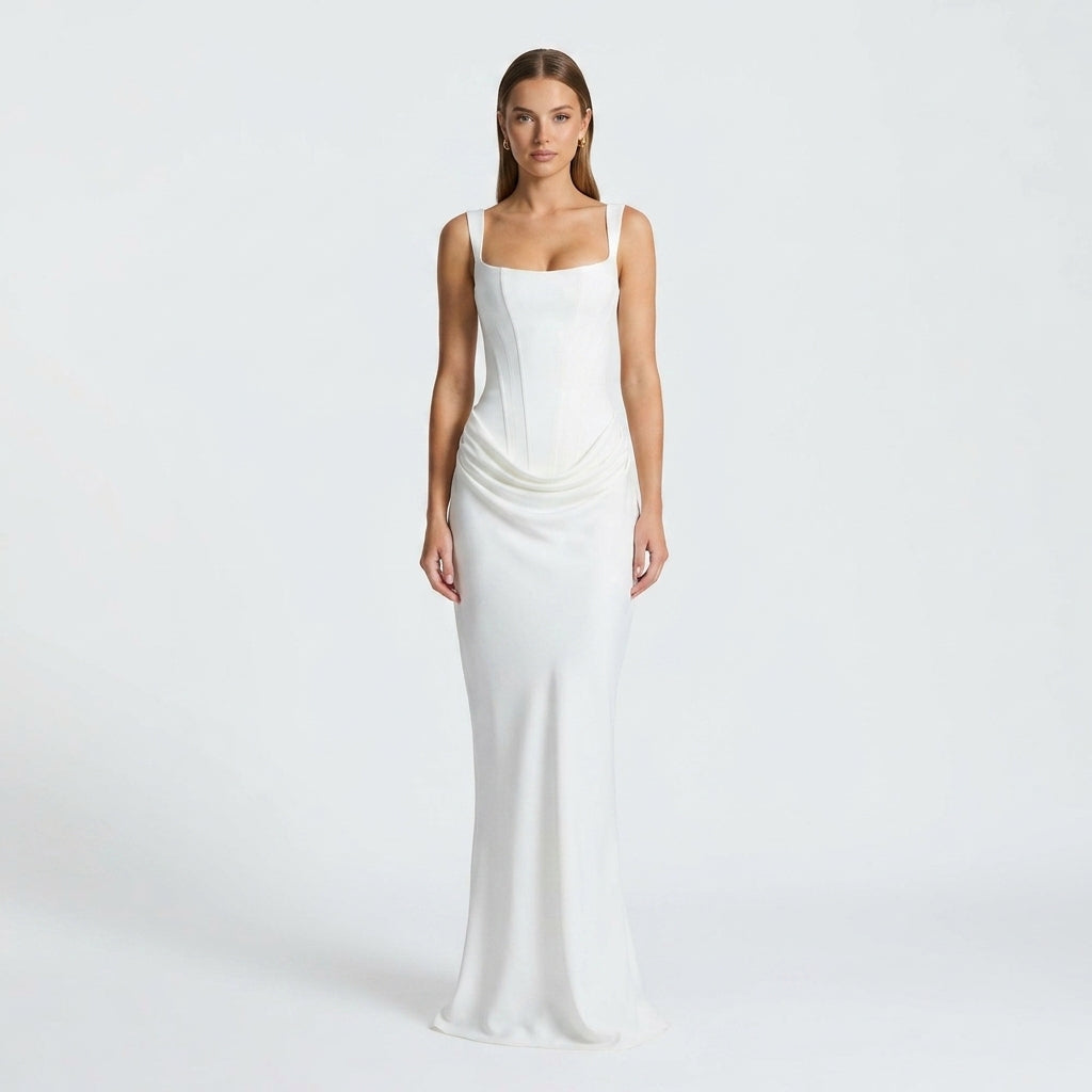 Helena | Elegancka sukienka maxi z kwadratowym dekoltem